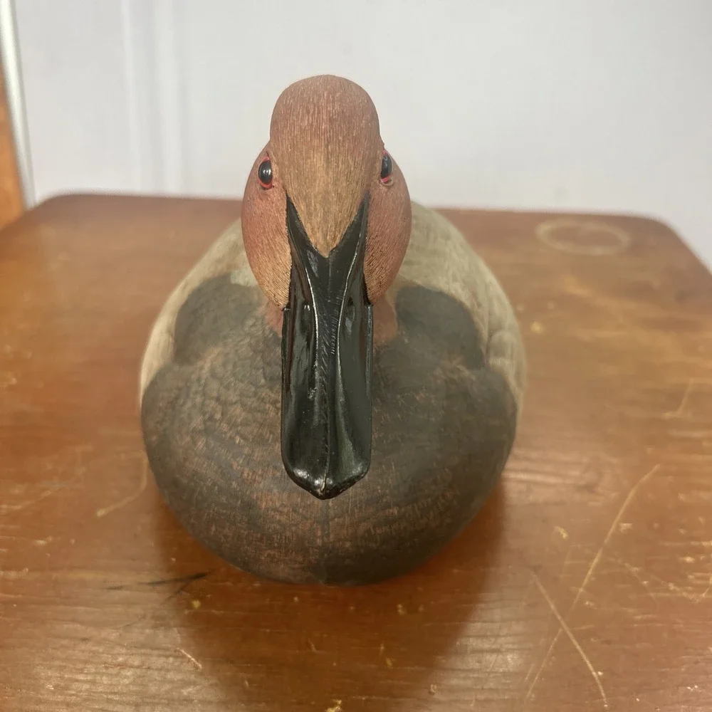 Vintage 1984 M Jones Signed Hand Carved Canvasback Drake Duck Decoy Folk Art